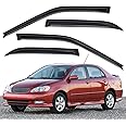 Lightronic Extra Durable Outside-Mount Auto Vent Window Visor, Fits 2003-2008 Toyota Corolla Sedan, UV Protection Rain Guard, Original Window Deflector, No-Drill Easy Install, Dark Smoke, 4-Pcs