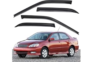 Lightronic WV94620 Outside-Mount Side Window Visor Deflector Rain Guard, Dark Smoke Shatterproof, 4-Pieces Set for 2003-2008 Toyota Corolla