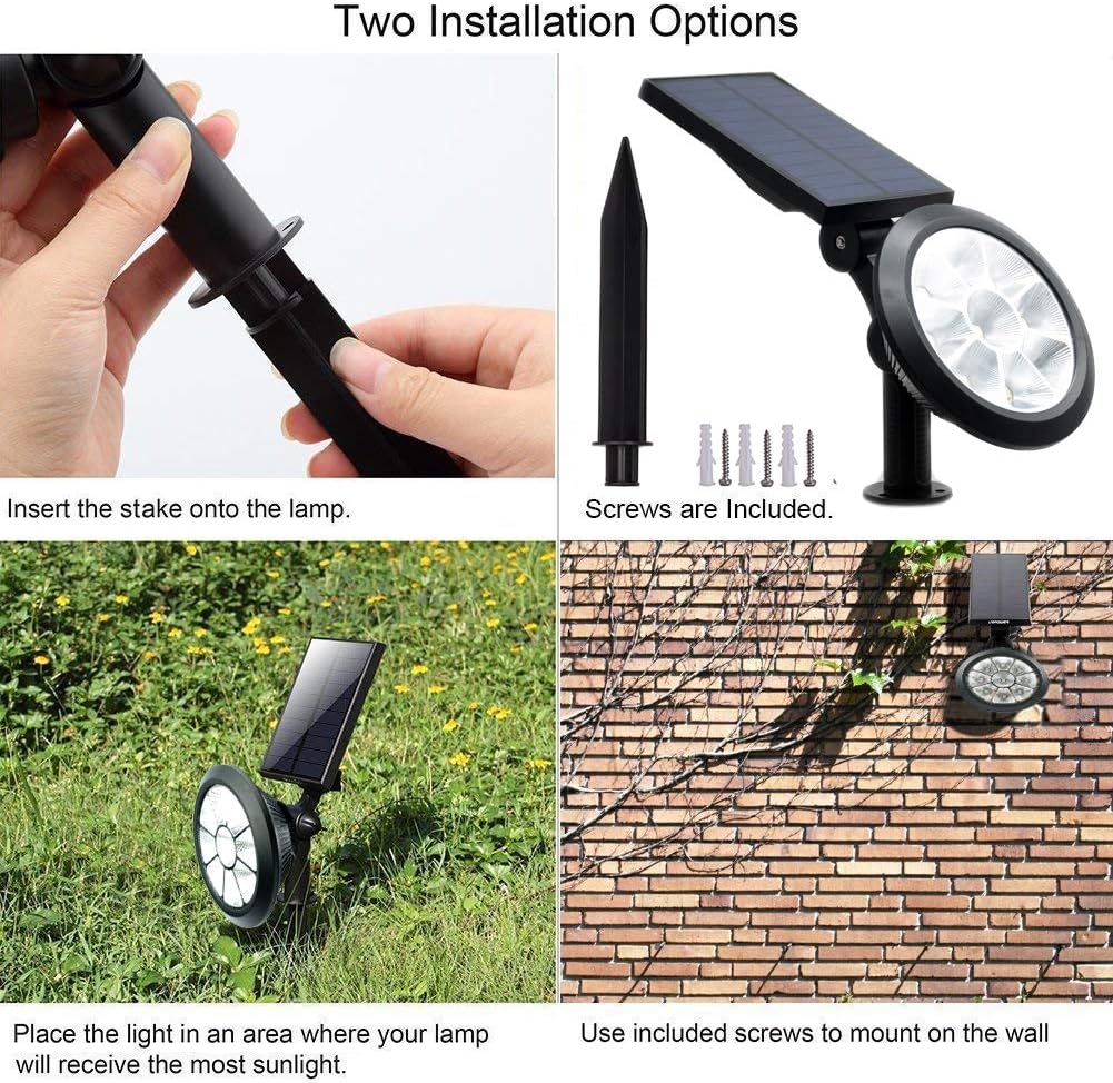 BOHON Solar Lights Outdoor - Ultra Bright, Waterproof, 9 LEDs Multi Color Spot Light with Auto On/Off, Solar Garden Light for Landscape Lighting Yard Patio Pathway (Changing & Fixed Color 2Pack) : Garden & Outdoor