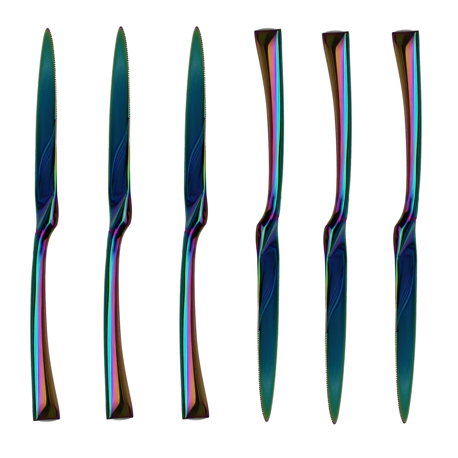 Sharp Dinner Knives Set Titanium Colorful Plated 18/10 Stainless Steel