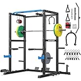 Sportsroyals Squat Rack, LAT Power Cage, Power Rack Multi-Function with Pulley System and Training Attachments for Home Gym