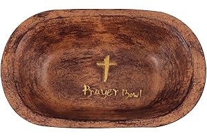 WHLHMK Resin Prayer Small Dough Bowl, Christian Cross Prayer Bowl, Religious Dough Bowl Religious Gifts for Women, Farmhouse Decor Rustic Home Decor (Brown 8.6 x 5 x 2')
