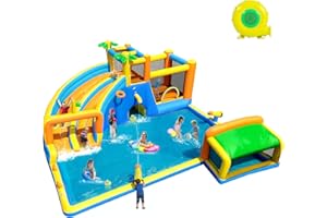 BOWTHY Ultra Inflatable Water Slide,19.2x18.7FT Mega Bounce House Water Park with Dual Slides,Huge Splash Pool,Climbing Wall,750W Blower,Basket-Rim,Football Gate,Water Cannon,Great Party Gift for Kids