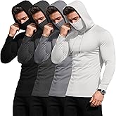 Yearntown 4 Pack Men's Compression Hoodies with Mask Sweatshirt Long Sleeve Workout Sports Base Layer Active Running Pullover