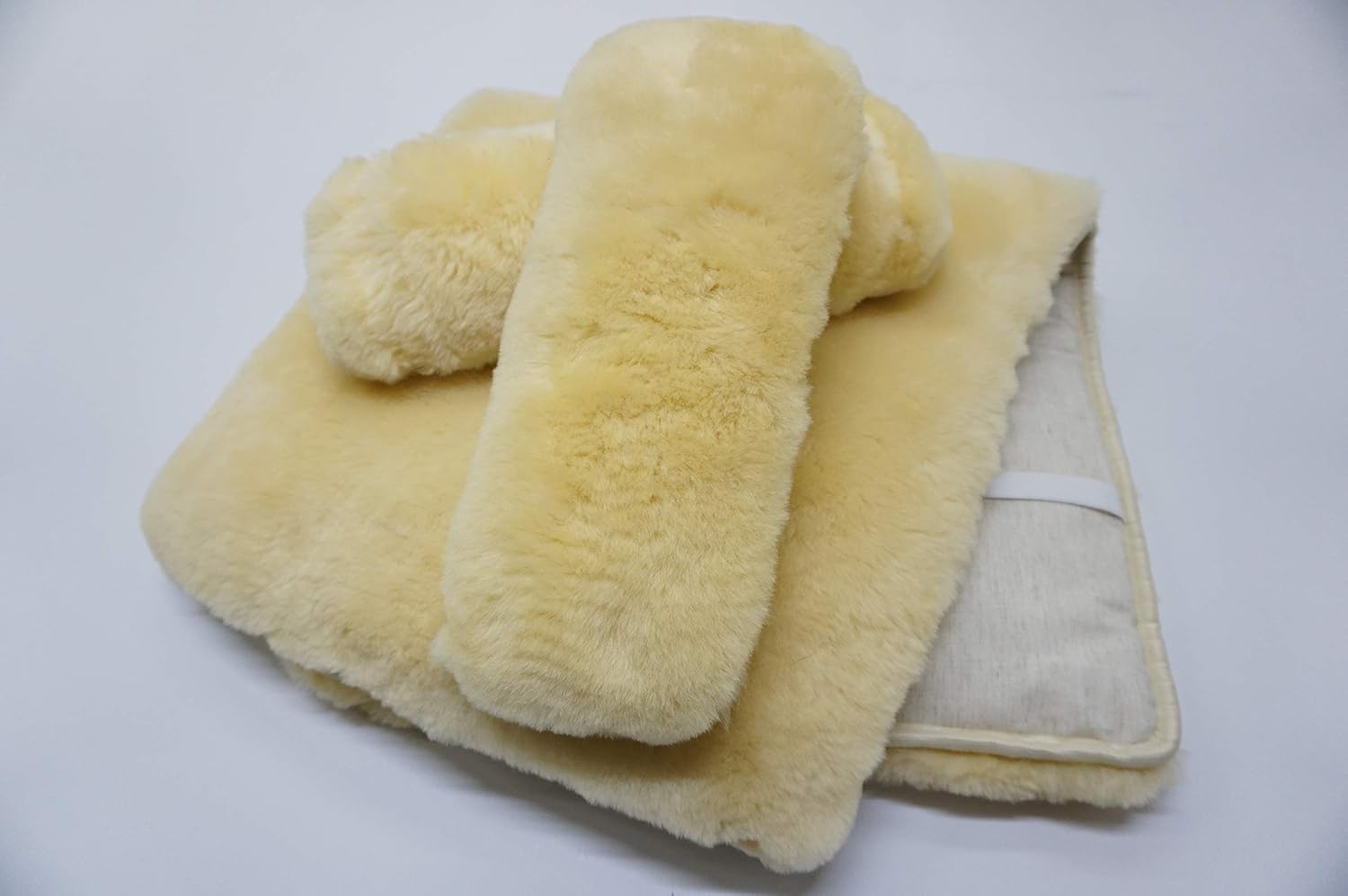 MILABERT Genuine Medical Sheepskin Seat & Back Cushion Armrest Cover