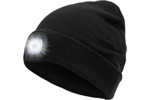 LED Beanie Hat with Light, Warm Knitted Cap with Headlamp, Camping Gadgets, Gifts for Men Dad Boyfriend Husband Mechanic