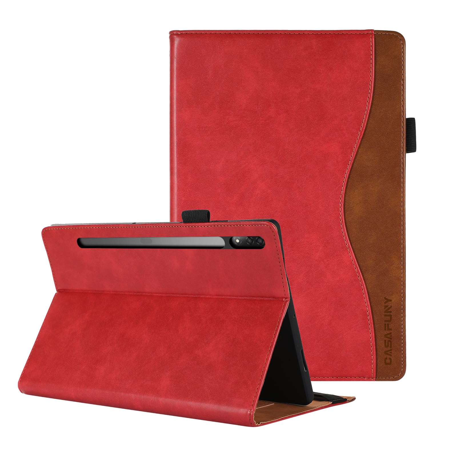 CASAFUNY Case for Lenovo Tab P12 Pro 12.6 Inch Case, Premium PU Leather Protective Book Cover with Stand Function, Document Slots for Lenovo Tab P12 Pro 12.6 Inch 2021 (TB-Q706F/TB-Q706Z), Red — image 1