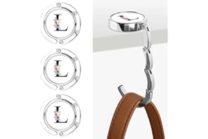 Iqimott 3pcs Personalized Initial Foldable Purse Hook for Table, Flower Letter Folding Handbag Hanger Portable Magnet Table Hook Holder, Collection Desk Purse Hooks for Women Bag (Black-L)