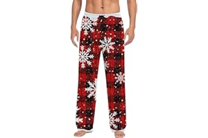 Pajama Pants Men Soft Lightweight Elastic Waist Drawstring Lounge Funny Christmas Pj Bottoms Sleepwear with Pockets