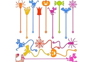 Howzcci 36 Pack Halloween Sticky Hands Toys Spider Web Cat Bat Pumpkin Candy Ghost Sticky Stretchy Toys for Kids Girls Boys Halloween Goodie Bags Fillers Party Favors Treat Bag Gifts