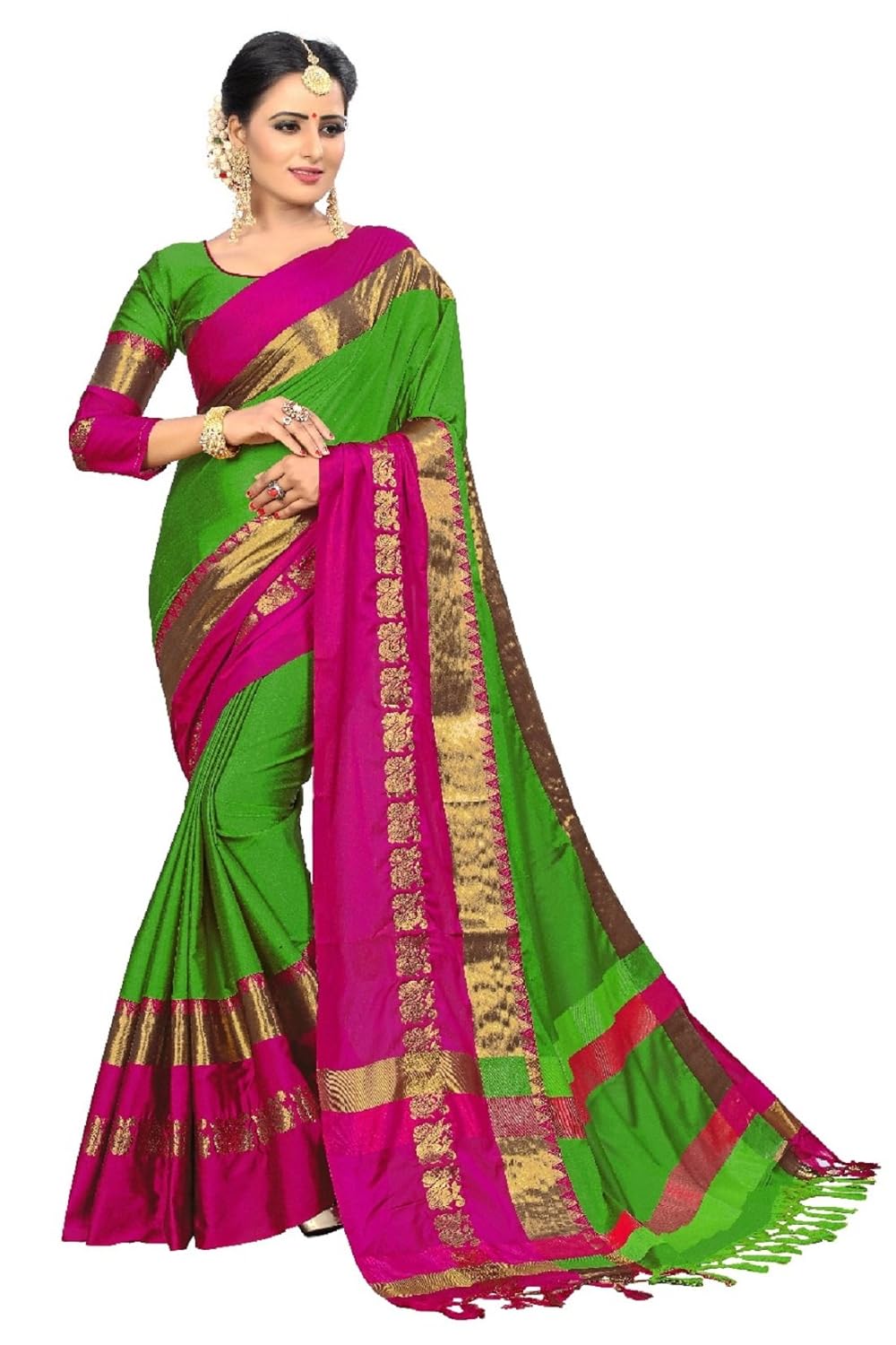 vinayak trendz women&rsquo;s paper silk embroidered saree with blouse piece.