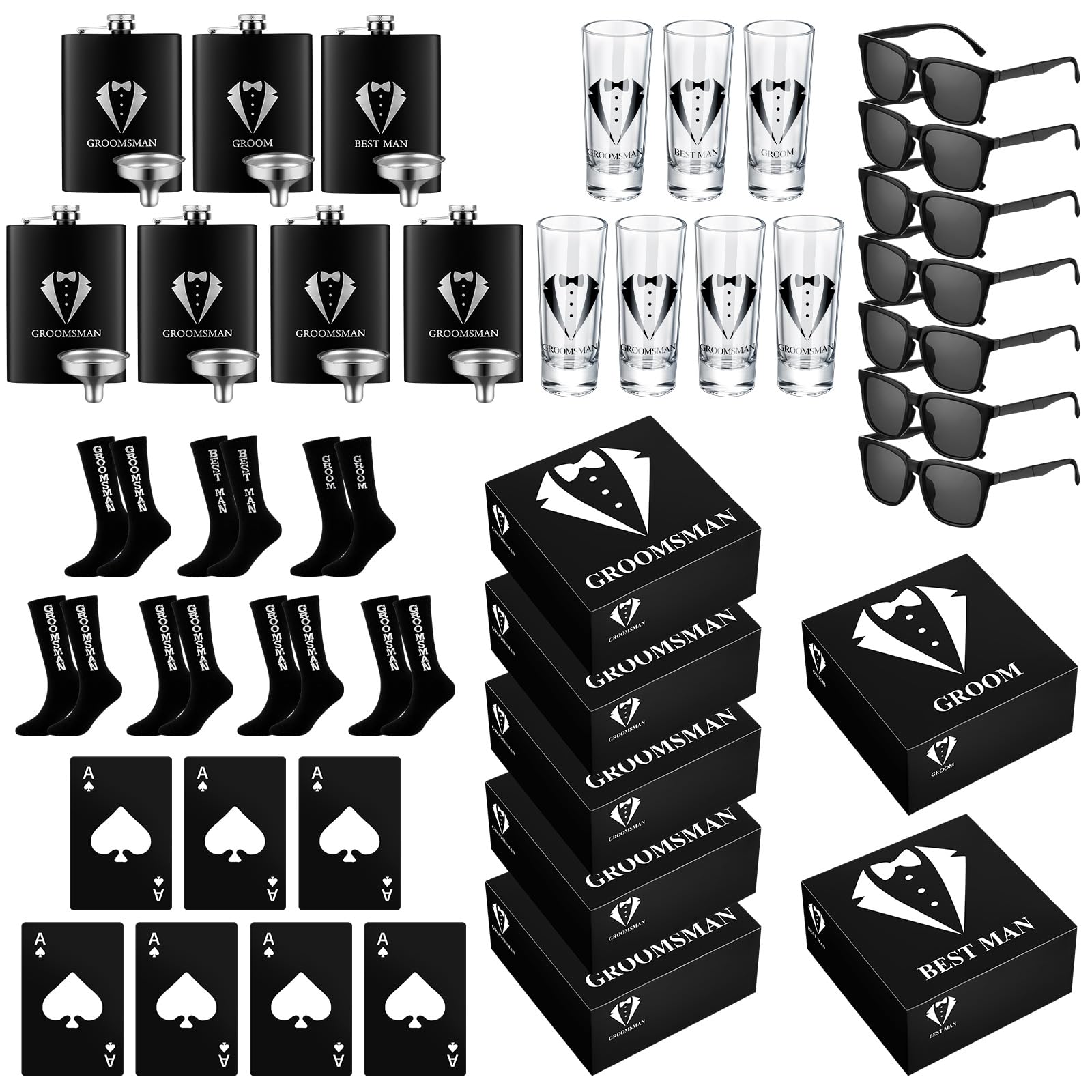 Leumoi 42 Pcs Groomsmen Gifts Box Set Groomsmen Box Stainless Steel