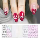 sourcing map Silver 3D Holographic Nail Letter Stickers 8 Sheets DIY Art view 4