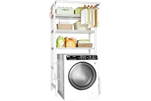 Ulif U11 Over Washer and Dryer Shelves, 3 Tiers Laundry Room Storage and Organizer Standing Shelf, Metal Freestanding Clothes Drying Rack, 33.9" W x 19.7" D x 77.6" H, White