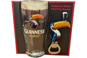 Shamrock Gift Company Guinness Toucan Pint Beer Glass and Bottle Opener Pack