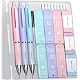 Four Candies 0.9 mm Mechanical Pencils, with #2 Lead Refills & Pastel Eraser Set, 13-Count Pack with Case, Cute Aesthetic School Supplies for Girls - 0.9mm