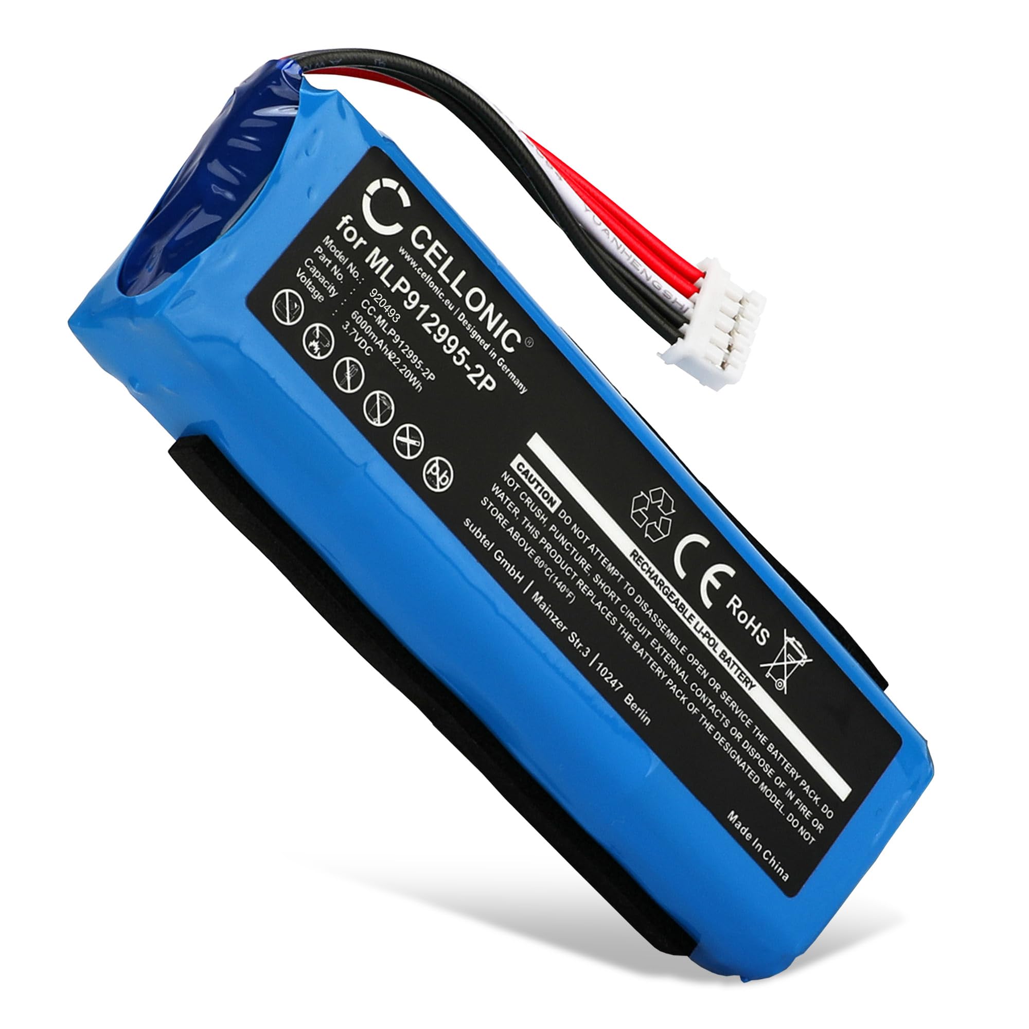 CELLONIC 1x Battery for Speaker Compatible with JBL Charge 2 Plus, Charge 1 Plus, GSP1029102 - (6000mAh, 3.7V)