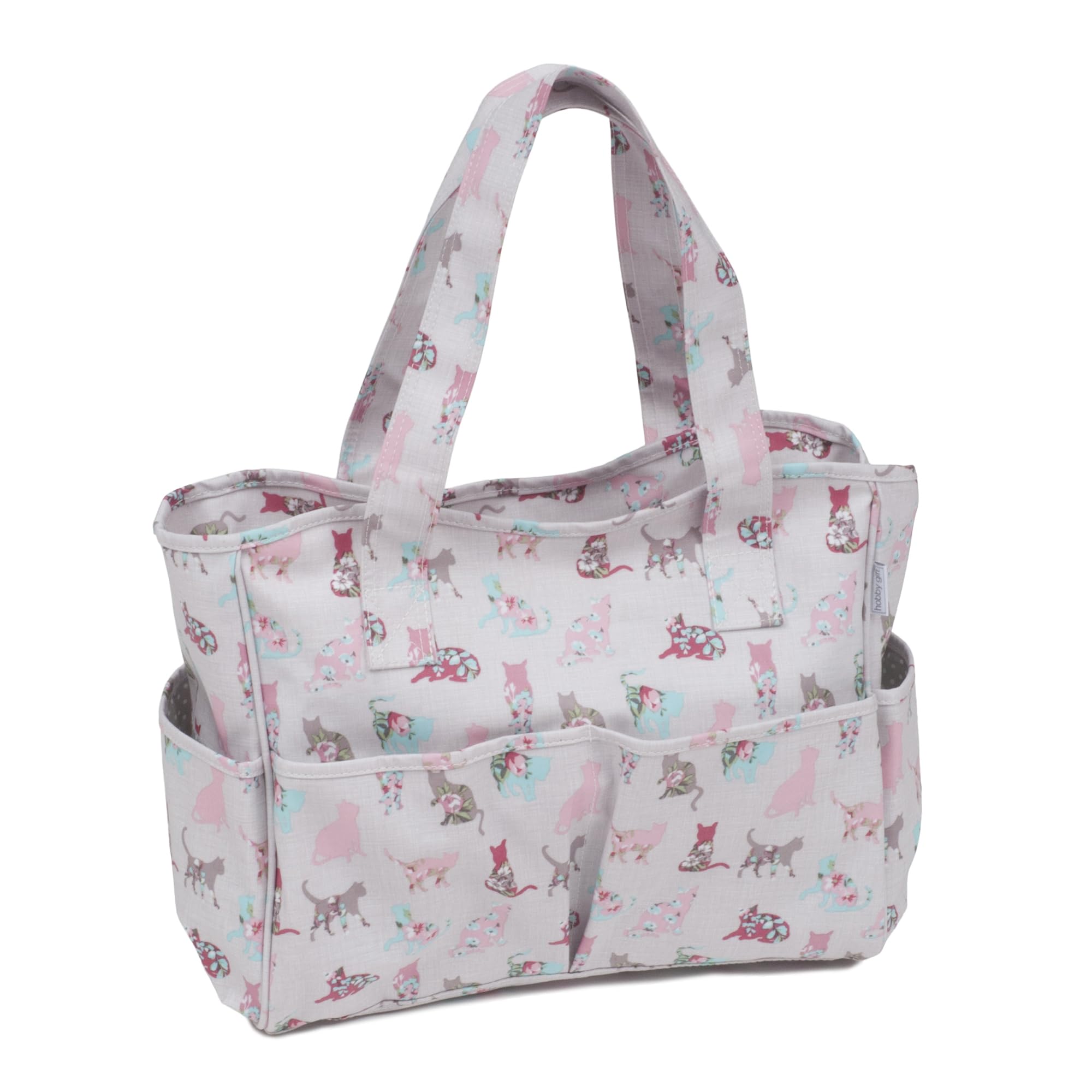 Hobby Gift Medium Knitting Bag - Travel Tote Craft Bags with Compartments, Crochet Bag Organiser for Cross Stitch, Yarn, Embroidery, School Crafting, Art Projects - 13 x 34.5 x 29cm, Cats