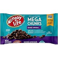 Enjoy Life Baking Chocolate Semi-Sweet Mega Chunks, Dairy Free Chocolate Chips, Soy Free, Nut Free, Non GMO, Gluten Free, Veg