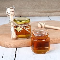 XING-RUIYANG 1.5 oz Hexagon Mini Glass Honey Jars