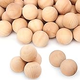 kukmakri 50 Pack Wooden Balls for Crafts - 1.5 Inch Multipurpose Unfinished Round Wood Spheres, DIY Decorative Crafting Balls, Suitable for Art Projects and Home Decoration