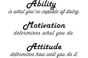 Newclew Ability is What You're Capable of Doing. Motivation Determines What You do Home Bedroom Mural DIY Quote Saying Inspirational Wall Sticker Decals Transfer Removable Words Lettering
