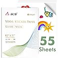 A-SUB 55 Sheets Vinyl Sticker Paper for Inkjet Printer - Glossy Printable Vinyl 8.5x11 Inch Waterproof Sticker Paper for DIY Any Decal You Like