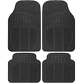 BDK Floor Mats, 4-Piece All-Weather Car Mat with Universal Fit Design, Durable Rubber Car Floor Mats with Capture Ridges, Waterproof for Cars Trucks SUV (Black)