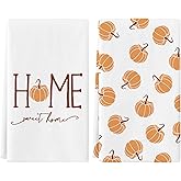 Siilues Fall Kitchen Towels 18x26 Inch, Pumpkin Fall Decorations Sweet Home Dish Towels Seasonal Thanksgiving Decorations for Home Kitchen Decor Hand Towels Set of 2