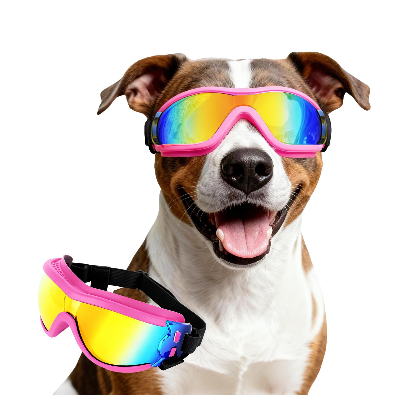 NAMSAN Sunglasses for Dogs Adjustable Dog Glasses Waterproof Windproof Dog Motorcycle Goggles Safety Glasses Pink