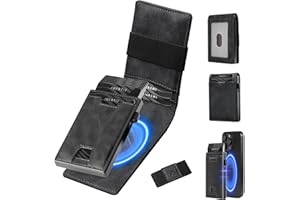iwantit 3 in 1 MagSafe Wallet: Slim Bifold Money Clip - Smart Pop up Card Holder - Cash Strap, Mens Minimalist Magnetic Wallet, Apple Wallet for iPhone, ID Window, Premium Leather, RFID Blocking