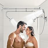 OURBAOFU Tandem Shower, Dual Shower Heads for Couples & Handheld head, Triple Shower Head System for Two People, High Pressure and Adjustable Double Shower Heads and Handheld Shower Head（Silver)