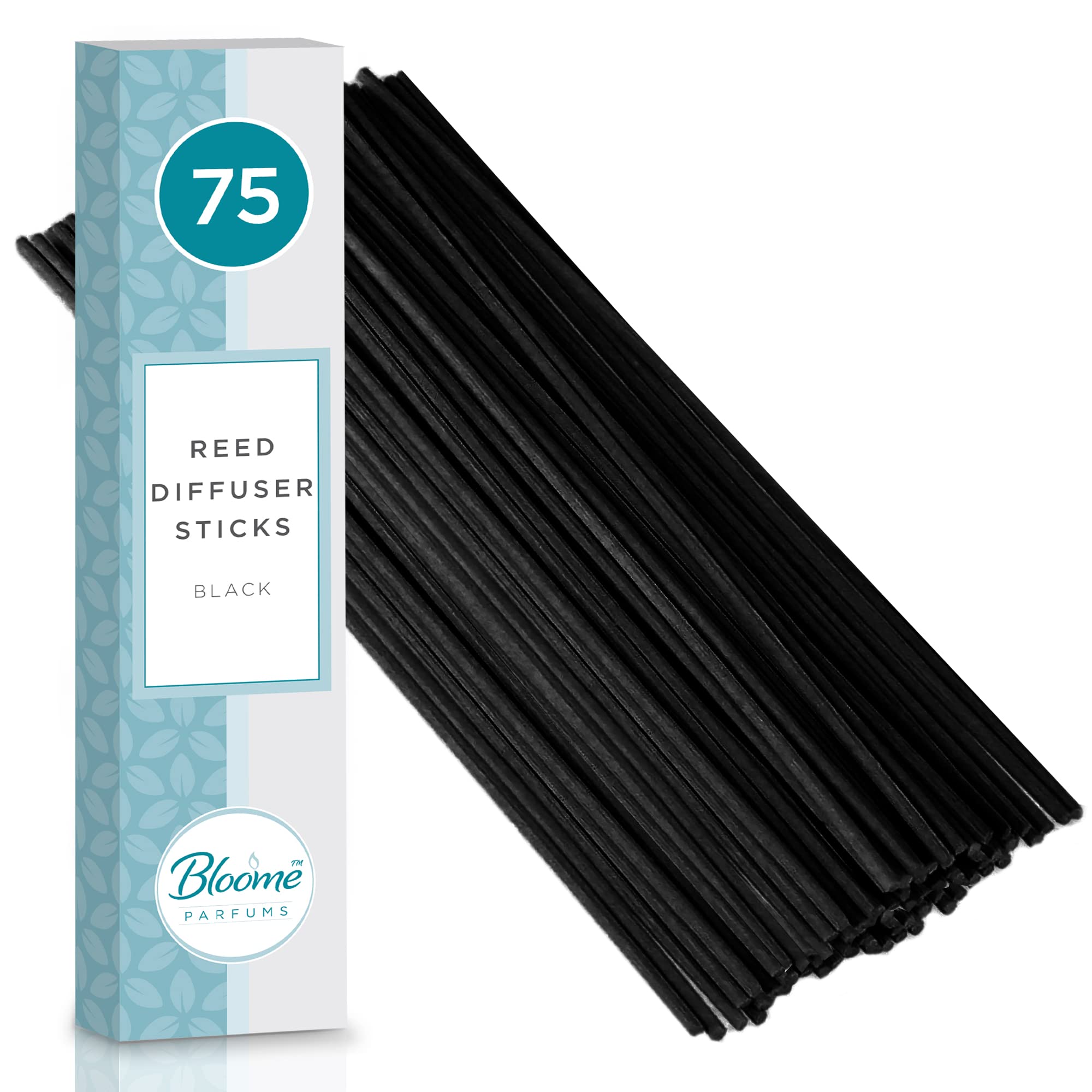 SOL 75pk Rattan Black Reed Diffuser Sticks Replacement - 20cm x 3mm Refill for Spa Fragrance, Aromatherapy Therapy, Lightweight and Porous, Suitable for Living Room, Bedroom, Bathroom, Home and Office