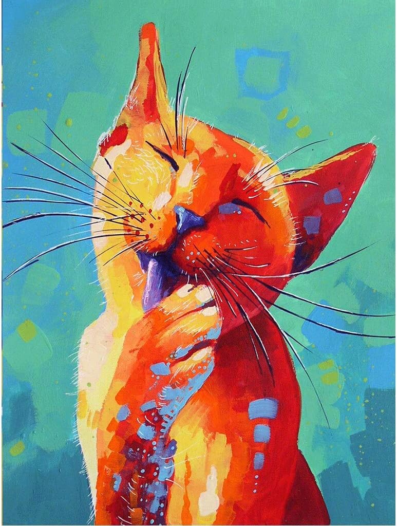 5D Diamond Painting Accessories,Diamond Painting Kits for Adults Sunflower Smiling Cat Decor Rhinestone Embroidery Cross Stitch Kits Supply Arts Craft Canvas Wall Decor Stickers Home Decor 30X40cm