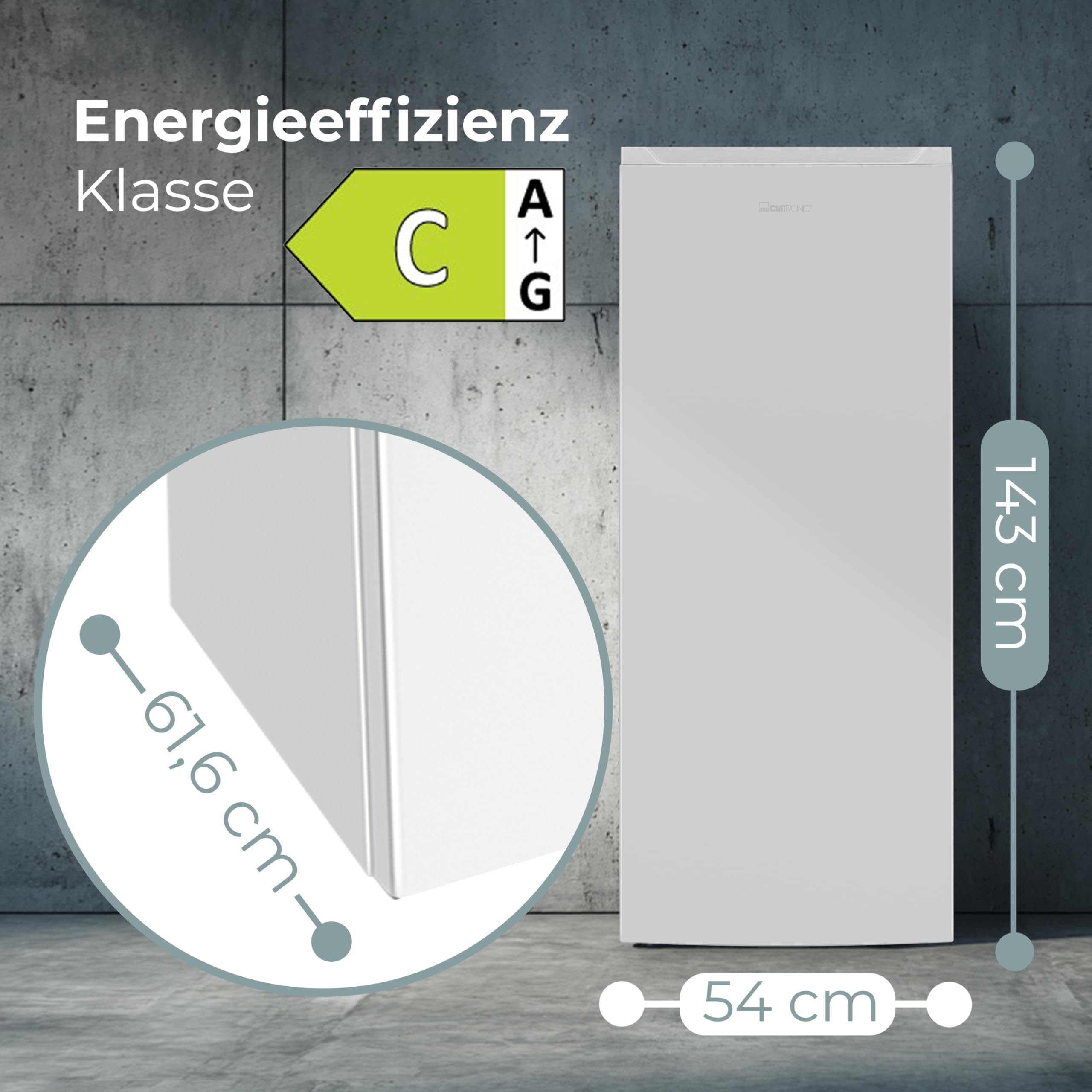 Clatronic® Gefrierschrank Nofrost | Energieklasse C | 143cm | Tiefkühlschrank | MultiAirflow | leise 39dB | bis zu -18°C | Türanschlag wechselbar | 161L Freezer | Gefrierschrank gross GS 200 weiß 4