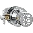 Door Knob with Keypad, Door Lock with Code, Keyless Entry Keypad Door Locks with Handle for Front Door Garage Home Apartment, Satin Chrome