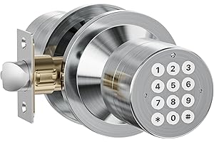HIDALIFE Door Knob with Keypad, Door Lock with Code, Keypad Door Lock with Handle, Keyless Entry Door Lock for Front Door Garage Home Apartment, Satin Chrome