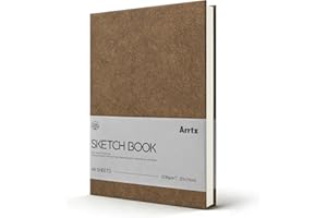 Arrtx Premium A5 Sketchbook, 120 Pages 180 GSM 50% Cotton Acid-Free Paper | Hardcover Art Sketch Book | 8.3 x 5.9 Inch Thick 