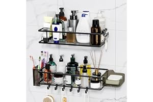 Ceecysaa 4 Pack Shower Caddy, Self Adhesive Shower Shelves with Soap Holder, No Drilling Shower Shelf, Rustproof Bathroom Sho