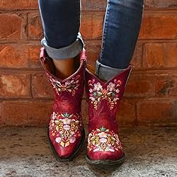 Hbeylia Cowboy Boots For Women Vintage Embroidery