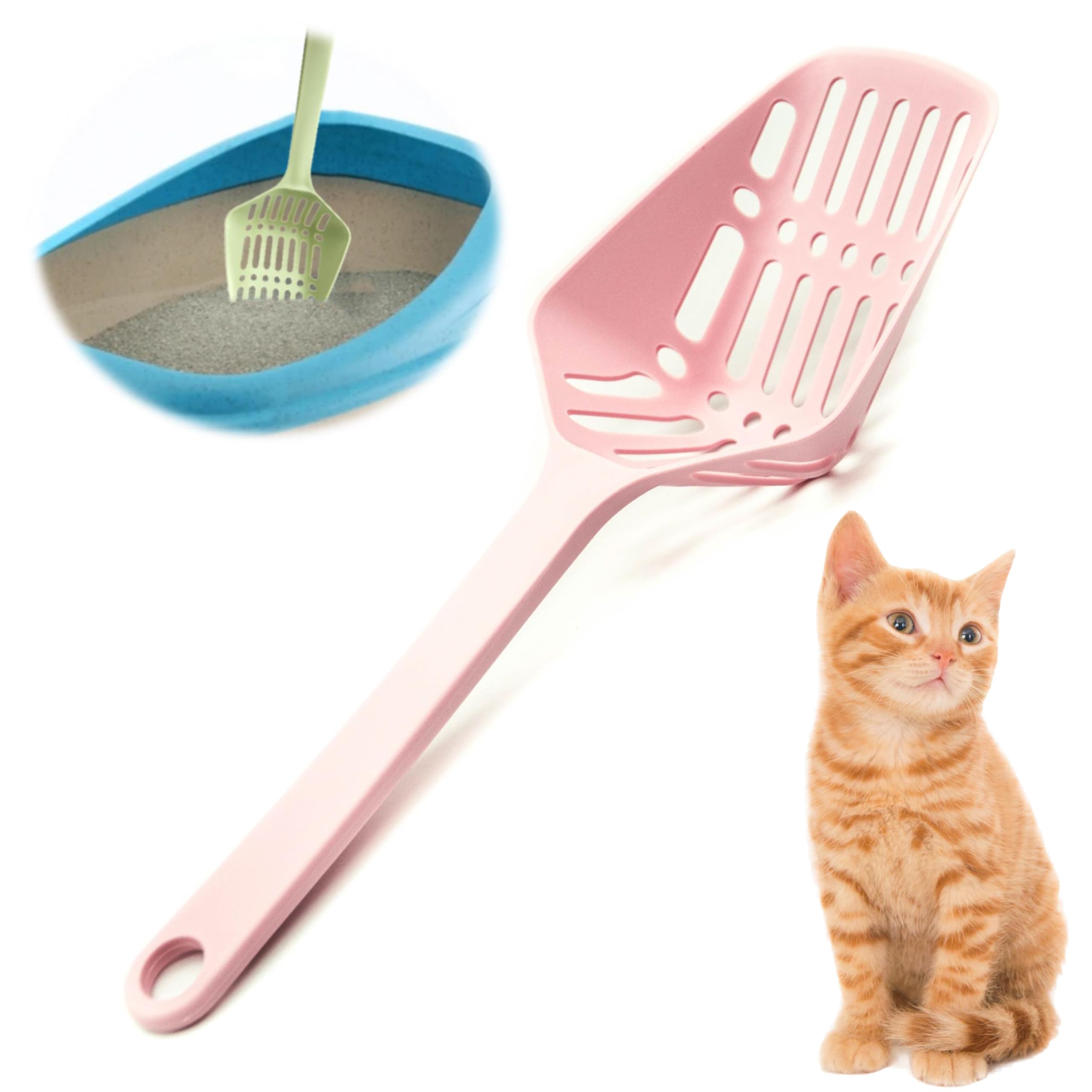 Petopedia Strong Cat Litter Scoop – Plastic Shovel for Cats Litters, Poop Scoop – Handy Sand Sifter, Sieve Cleaning Tool – Used with Litter Box and Trays for Cats & Kittens (Pink, Medium)