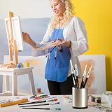 Genixart 9 Pcs Artist Paint Brush Set Flat Natural White Hog Bristle view 5