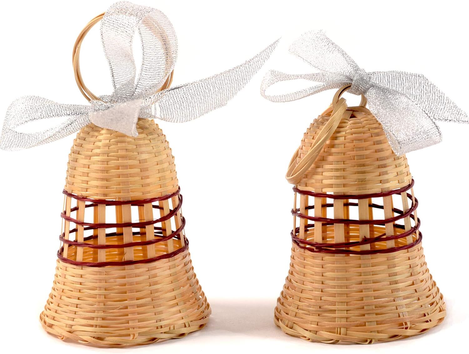 Lux Handmade 2020 Rattan Christmas Bells, Tree Ornaments for Christmas Farmhouse Decorations, Unique Christmas Ornaments for Christmas Trees, Unique and Religious Gifts, New Home Ornaments 2 Pcs