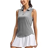 TBMPOY Women's Golf Shirts Sleeveless Collared Polo Tank Top UPF 50+ Quick Dry Tennis V-Neck Ladies Sports
