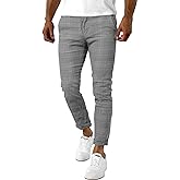 Woenzaia Men's Slim Fit Dress Pants Casual Stretchy Twill Chinos Tapered Skinny Slacks