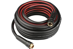 EADUTY Hybrid Garden Hose 5/8 IN. x 50 FT, Heavy Duty, Lightweight, Flexible with Swivel Grip Handle and Solid Brass Fittings, Gray+Red