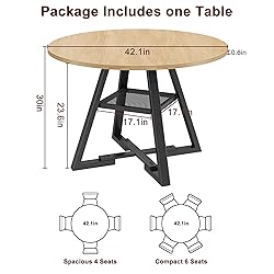 Jocoevol 42'' Round Dining Table for 4,Kitchen