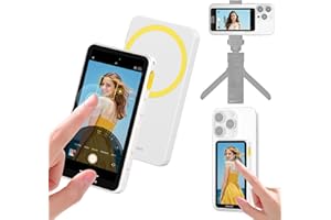 Newmowa Magnetic Vlog Selfie Monitor Screen for iPhone, Touchscreen and Zoom Adjustment, Wireless Back Camera Monitor for Vlog, TikTok, Support 4K 30fps Wireless Recording for iPhone 15/16/17(White)