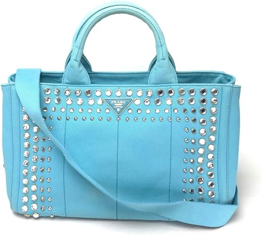 Amazon プラダ Prada B264 カナパ ビジュー付き ハンドバッグ ショルダーバッグ トートバッグ 2wayバッグ キャンバス レディース 中古 Prada プラダ トートバッグ