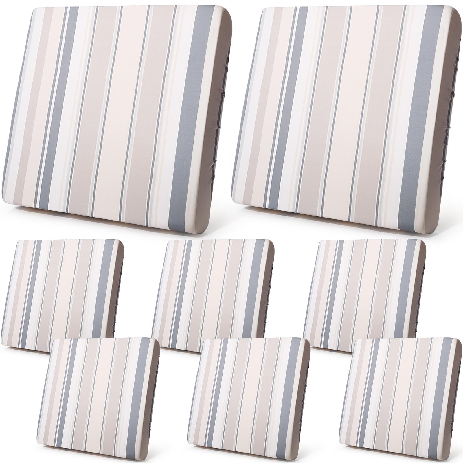 Photo 1 of Newwiee 8 Pcs Patio Stretch Sofa Cushion Cover Outdoor Cushion Covers Replacement Patio Furniture Couch Slipcovers Chair Seat Soft Flexibility Protector(Gray Beige)